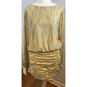 Ramy Brook Kona Dress Large NWT Ruched Blouson Space Dye Multicolor $375